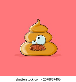 imagen de dibujos animados divertidos genial sonriente icono de poo aislado en fondo rosa. emoji funky y muy lindo personaje de poo. Un montón de pegatinas o etiquetas de poo