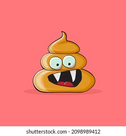 vector funny cartoon cool smiling poo icon isolated on pink background. emoji funky and very cute poo character. A pile of poo sticker or label