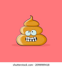 Vektorkomischer Cartoon cool lächelnd Poo Symbol einzeln auf rosafarbenem Hintergrund. Emoji funky und sehr süß Poo Charakter. Ein Haufen Pflaster auf einem Aufkleber oder Etikett