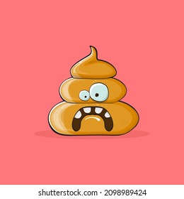 Vektorkomischer Cartoon cool lächelnd Poo Symbol einzeln auf rosafarbenem Hintergrund. Emoji funky und sehr süß Poo Charakter. Ein Haufen Pflaster auf einem Aufkleber oder Etikett