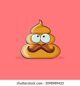 imagen de dibujos animados divertidos genial sonriente icono de poo aislado en fondo rosa. emoji funky y muy lindo personaje de poo. Un montón de pegatinas o etiquetas de poo