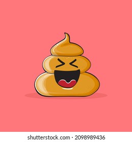 Vektorkomischer Cartoon cool lächelnd Poo Symbol einzeln auf rosafarbenem Hintergrund. Emoji funky und sehr süß Poo Charakter. Ein Haufen Pflaster auf einem Aufkleber oder Etikett