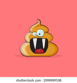 imagen de dibujos animados divertidos genial sonriente icono de poo aislado en fondo rosa. emoji funky y muy lindo personaje de poo. Un montón de pegatinas o etiquetas de poo