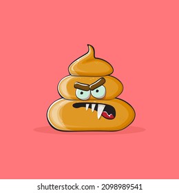 Vektorkomischer Cartoon cool lächelnd Poo Symbol einzeln auf rosafarbenem Hintergrund. Emoji funky und sehr süß Poo Charakter. Ein Haufen Pflaster auf einem Aufkleber oder Etikett