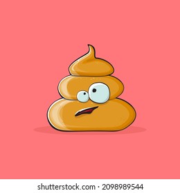 Vektorkomischer Cartoon cool lächelnd Poo Symbol einzeln auf rosafarbenem Hintergrund. Emoji funky und sehr süß Poo Charakter. Ein Haufen Pflaster auf einem Aufkleber oder Etikett