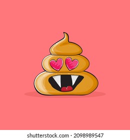 vector funny cartoon cool smiling poo icon isolated on pink background. emoji funky and very cute poo character. A pile of poo sticker or label