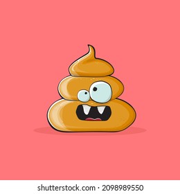 imagen de dibujos animados divertidos genial sonriente icono de poo aislado en fondo rosa. emoji funky y muy lindo personaje de poo. Un montón de pegatinas o etiquetas de poo