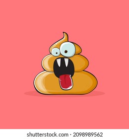 imagen de dibujos animados divertidos genial sonriente icono de poo aislado en fondo rosa. emoji funky y muy lindo personaje de poo. Un montón de pegatinas o etiquetas de poo