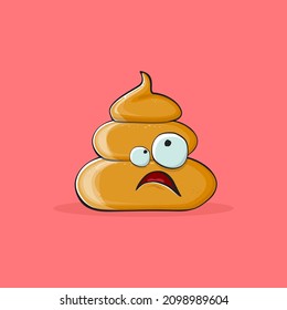 imagen de dibujos animados divertidos genial sonriente icono de poo aislado en fondo rosa. emoji funky y muy lindo personaje de poo. Un montón de pegatinas o etiquetas de poo
