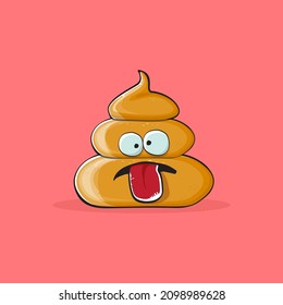 imagen de dibujos animados divertidos genial sonriente icono de poo aislado en fondo rosa. emoji funky y muy lindo personaje de poo. Un montón de pegatinas o etiquetas de poo