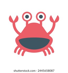 Vector funny cartoon crab. doodle flat clipart.