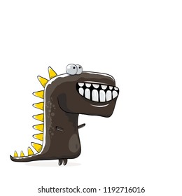 vector funny cartoon cute black monster dinosaur isolated on white background. Vector funny black mascot dragon . Hand drawn Dino logo design template