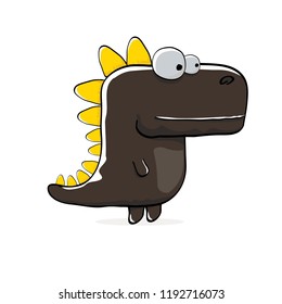 vector funny cartoon cute black monster dinosaur isolated on white background. Vector funny black mascot dragon . Hand drawn Dino logo design template