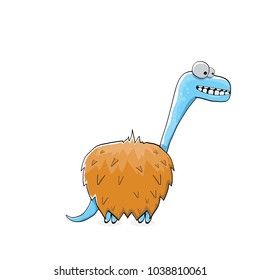 vector funny cartoon cute blue monster dinosaur isolated on white background. Vector funny blue mascot dragon . Hand drawn Dino logo design template