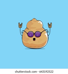 vector funny cartoon cute brown potato character isolated on blue background. My name is potato vector concept. vegetable funky character