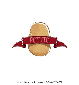 vector funny cartoon cute brown potato icon isolated on white background. potato label design template