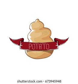 vector funny cartoon cute brown potato icon isolated on white background. potato label design template