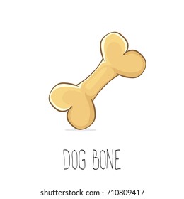 vector funny cartoon cute brown dog bone isolated on white background. bone label design element.
