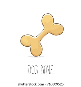 vector funny cartoon cute brown dog bone isolated on white background. bone label design element.