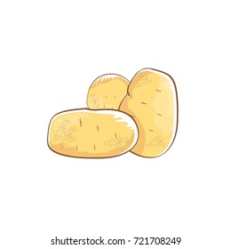 vector funny cartoon cute brown potatoes set isolated on white background. potato label design template