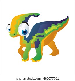 vector funny cartoon cute colorful animal image of Dinosaur.