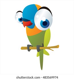 vector funny cartoon cute colorful animal image. Birds. Parrot