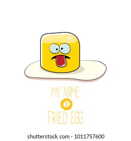 vector funny cartoon cute fried egg character isolated on white background. My name is fried egg concept illustration. good morning vector illustration
