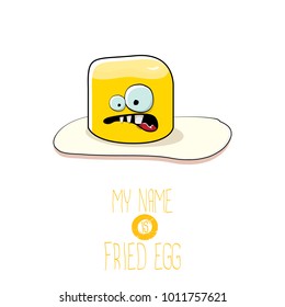 vector funny cartoon cute fried egg character isolated on white background. My name is fried egg concept illustration. good morning vector illustration
