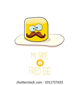 vector funny cartoon cute fried egg character isolated on white background. My name is fried egg concept illustration. good morning vector illustration