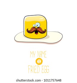 vector funny cartoon cute fried egg character isolated on white background. My name is fried egg concept illustration. good morning vector illustration