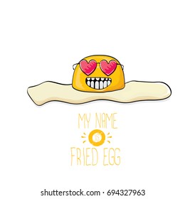 vector funny cartoon cute fried egg character isolated on white background. My name is fried egg concept illustration. good morning vector illustration