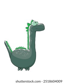 vector funny cartoon cute green monster dinosaur isolated on white background. Vector funny green mascot dragon. Hand drawn Dino logo design template