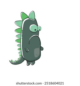 vector funny cartoon cute green monster dinosaur isolated on white background. Vector funny green mascot dragon. Hand drawn Dino logo design template