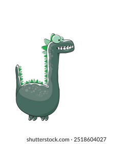 vector funny cartoon cute green monster dinosaur isolated on white background. Vector funny green mascot dragon. Hand drawn Dino logo design template