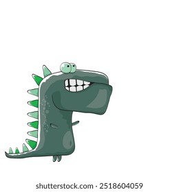 vector funny cartoon cute green monster dinosaur isolated on white background. Vector funny green mascot dragon. Hand drawn Dino logo design template