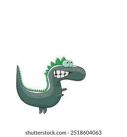 vector funny cartoon cute green monster dinosaur isolated on white background. Vector funny green mascot dragon. Hand drawn Dino logo design template