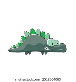 vector funny cartoon cute green monster dinosaur isolated on white background. Vector funny green mascot dragon. Hand drawn Dino logo design template