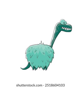 vector funny cartoon cute green monster dinosaur isolated on white background. Vector funny green mascot dragon. Hand drawn Dino logo design template