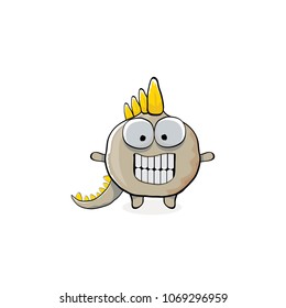 vector funny cartoon cute monster dinosaur isolated on white background. Vector funny mascot dragon . Hand drawn Dino logo design template