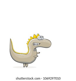 vector funny cartoon cute monster dinosaur isolated on white background. Vector funny mascot dragon . Hand drawn Dino logo design template