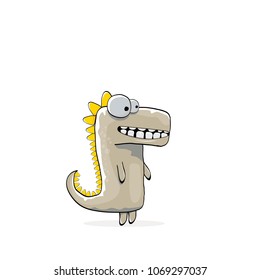 vector funny cartoon cute monster dinosaur isolated on white background. Vector funny mascot dragon . Hand drawn Dino logo design template