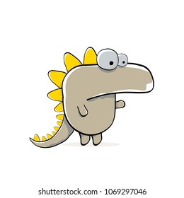 vector funny cartoon cute monster dinosaur isolated on white background. Vector funny mascot dragon . Hand drawn Dino logo design template