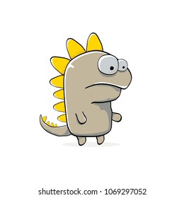 vector funny cartoon cute monster dinosaur isolated on white background. Vector funny mascot dragon . Hand drawn Dino logo design template