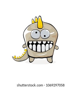 vector funny cartoon cute monster dinosaur isolated on white background. Vector funny mascot dragon . Hand drawn Dino logo design template