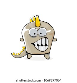vector funny cartoon cute monster dinosaur isolated on white background. Vector funny mascot dragon . Hand drawn Dino logo design template