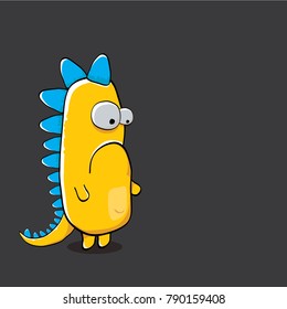 vector funny cartoon cute orange monster dinosaur isolated on black background. Vector funny orange mascot dragon . Hand drawn Dino logo design template
