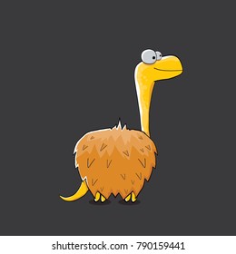 vector funny cartoon cute orange monster dinosaur isolated on black background. Vector funny orange mascot dragon . Hand drawn Dino logo design template