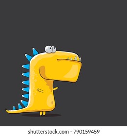 vector funny cartoon cute orange monster dinosaur isolated on black background. Vector funny orange mascot dragon . Hand drawn Dino logo design template