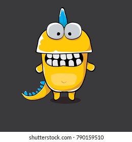 vector funny cartoon cute orange monster dinosaur isolated on black background. Vector funny orange mascot dragon . Hand drawn Dino logo design template