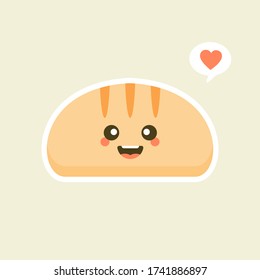 vector funny cartoon cute sliced bread character isolated on color background. funky food character